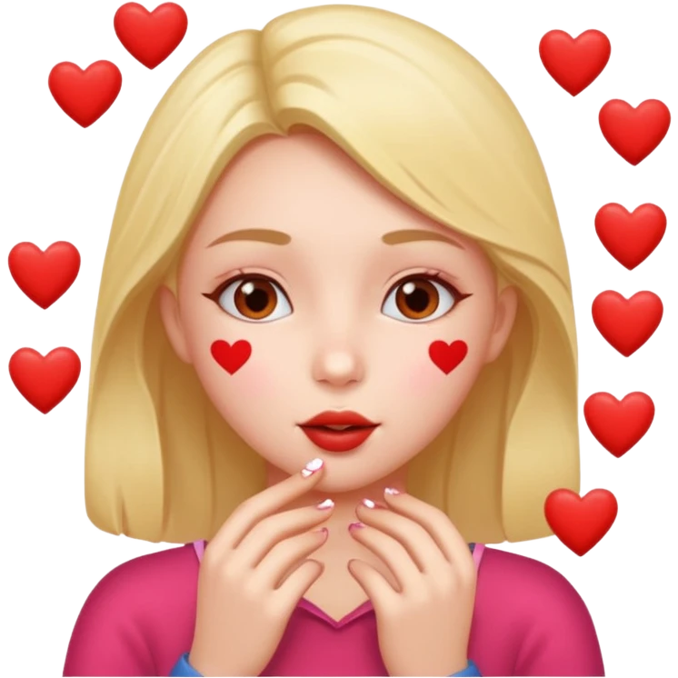 Girl with love hearts and kisses around her  emoji