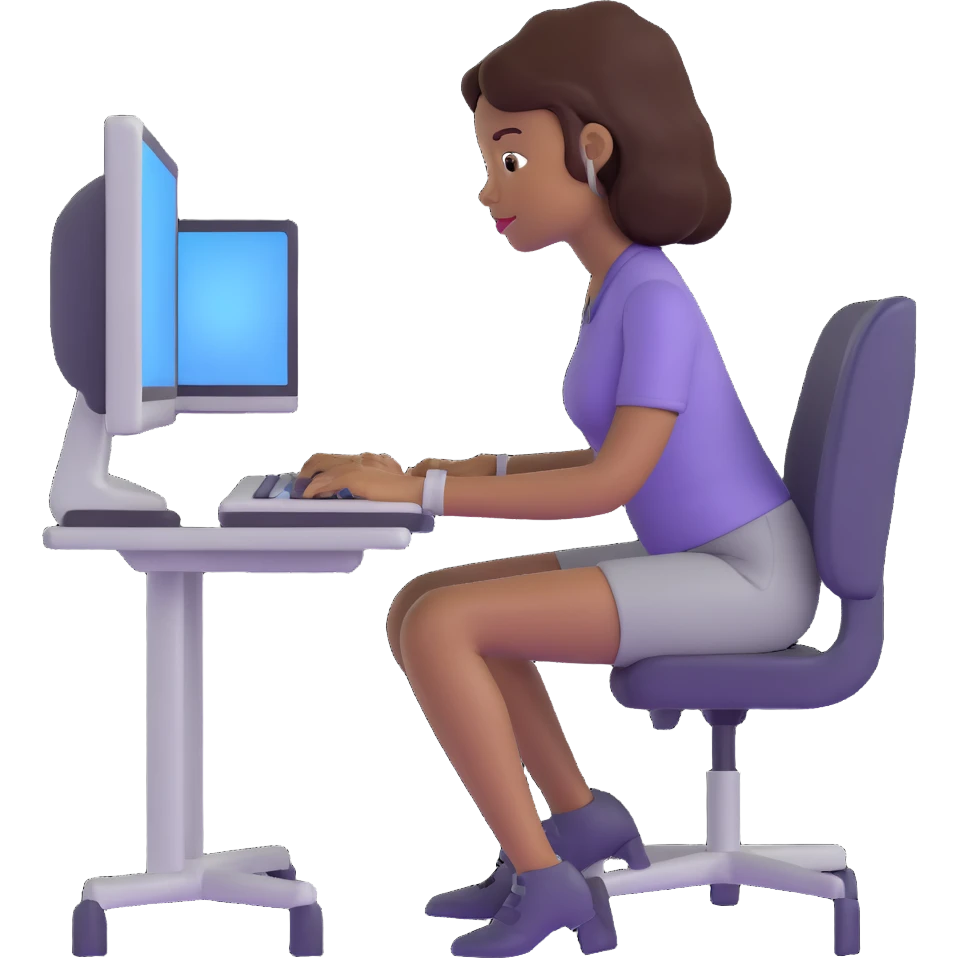 black woman coding at a computer emoji