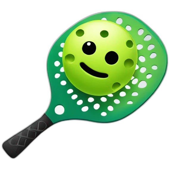 Pickleball paddle without hole together with balls emoji