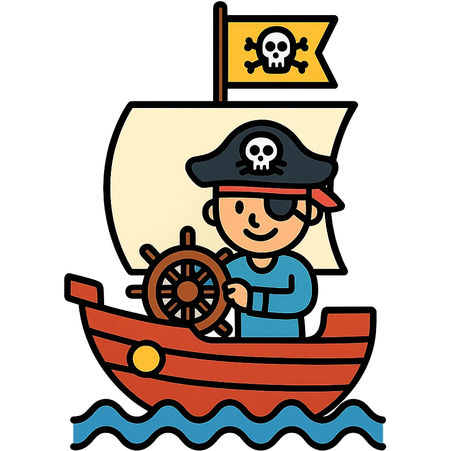 pirate sailing on a ship emoji
