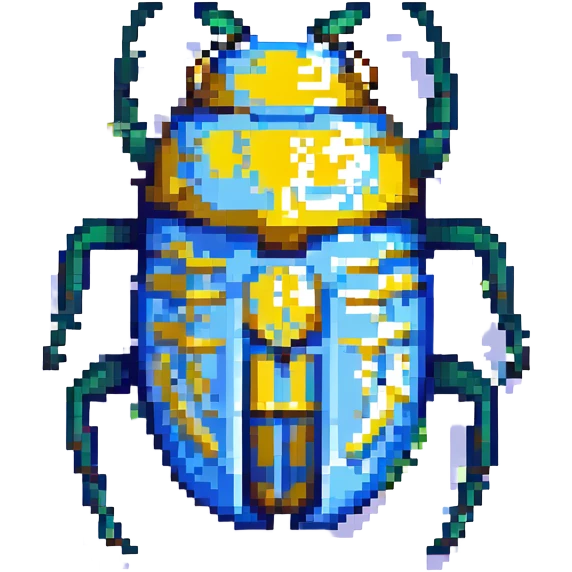 sacred Egyptian scarab beetle blue and gold emoji
