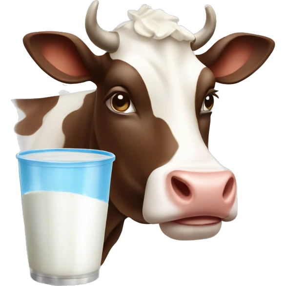 A cow that gives milk with chocolate emoji