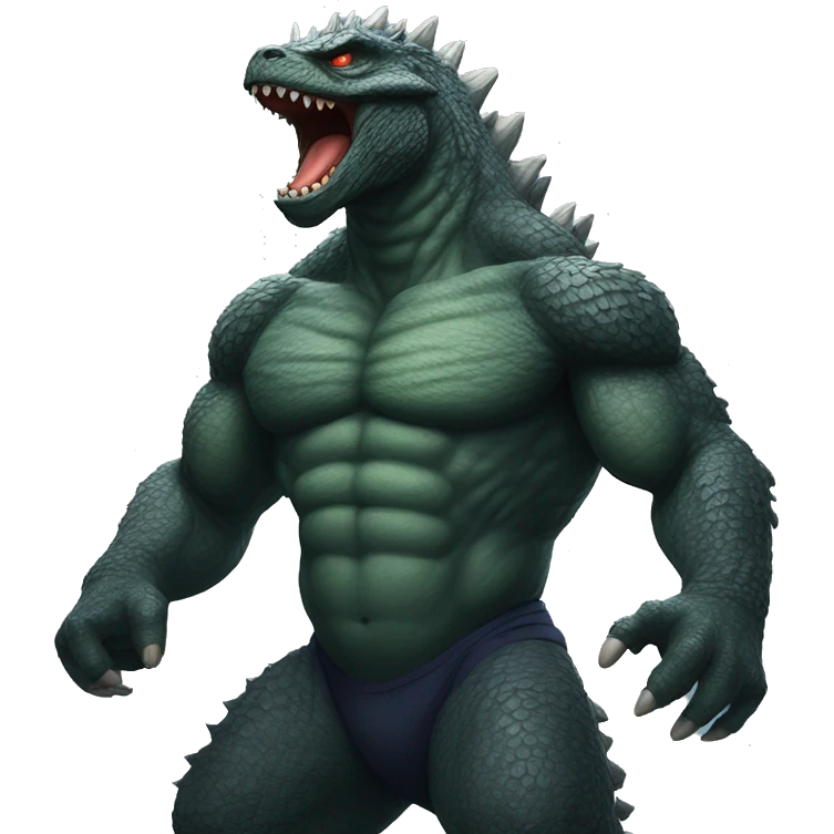 strong godzilla at gym emoji