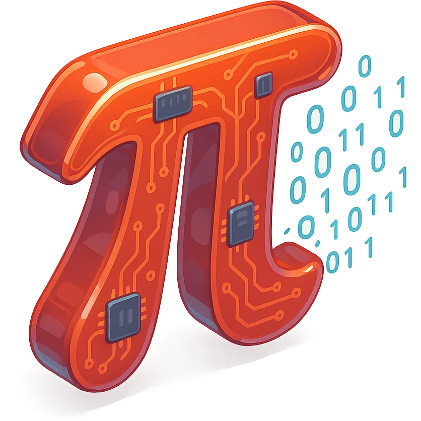  combine the π (pi) math symbol, binary code emerging from it. emoji