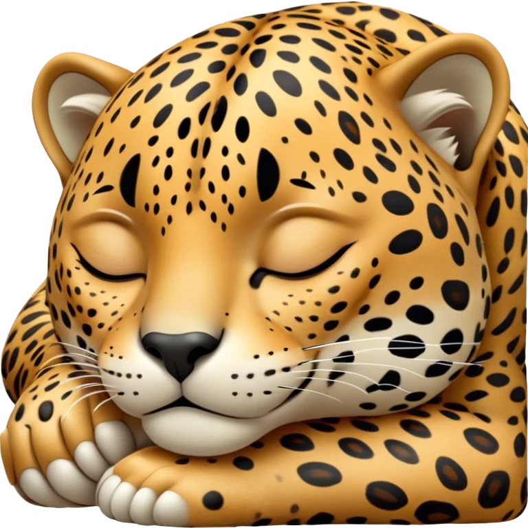 Meme-Worthy cute Sleeping Jaguar Portrait Emoji, Head resting peacefully with a contented smile, showcasing a luxuriously patterned Fur and eyes gently closed in serene slumber, Simplified yet hilariously adorable features, highly detailed, glowing with a soft, drowsy wild light, high shine, relaxed and utterly lovable, stylized with an air of playful laziness, bright and heartwarming, soft glowing outline, capturing the essence of a sleeping jaguar that feels destined to become the next viral sensation of adorable rest! emoji
