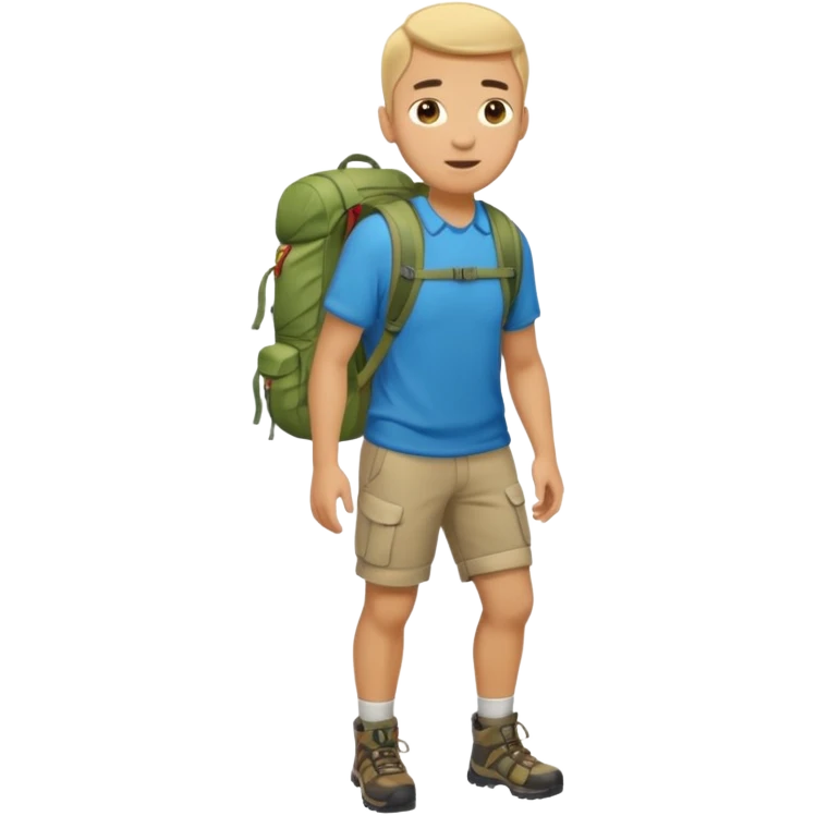 ligth man with backpack and hiking clothes, full body emoji
