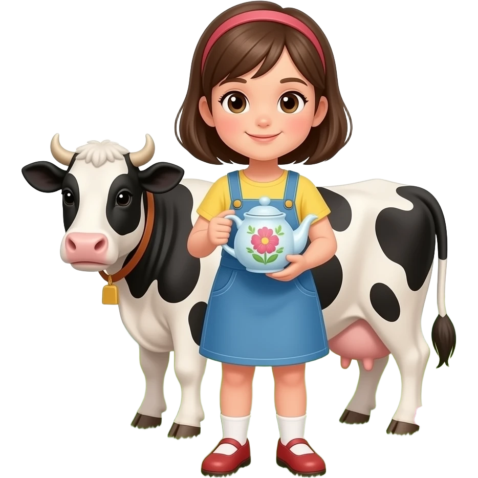 Pastel tea pot flowers girl animal farm emoji