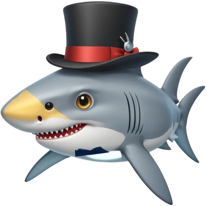 Shark with a top hat emoji