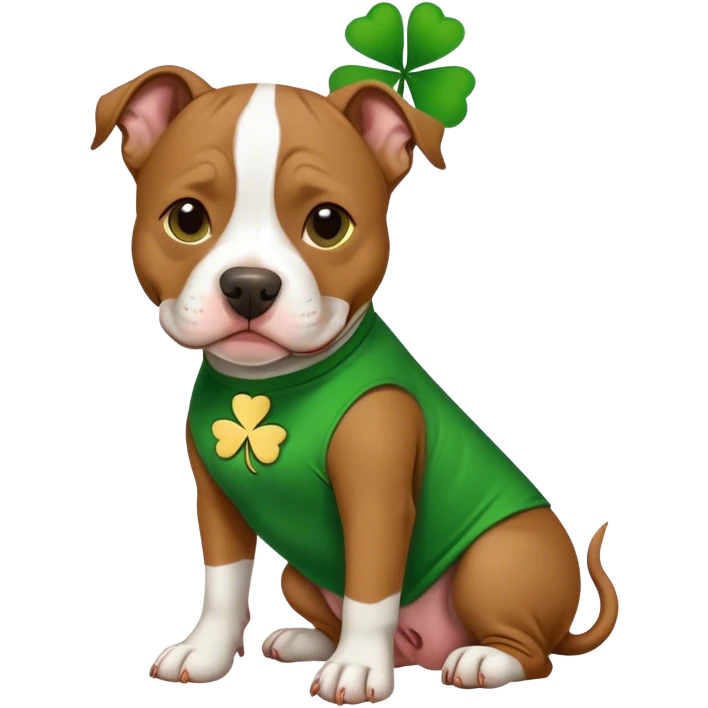 Pit bull dog wearing a shamrock shirt  emoji