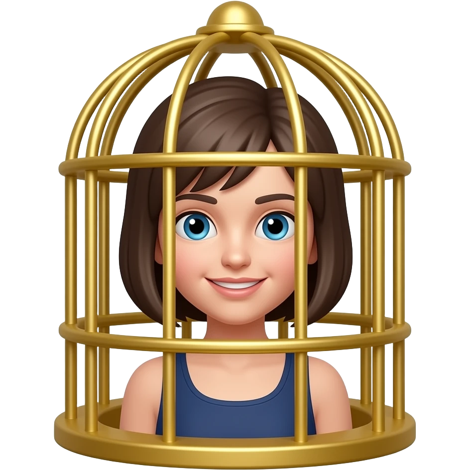 a girl  in golden cage emoji