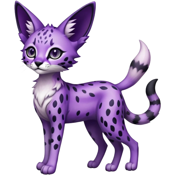 Kawaii Cute Edgy Black Purple White ethereal eldritch Serval-Fionbri-Vernid full body emoji