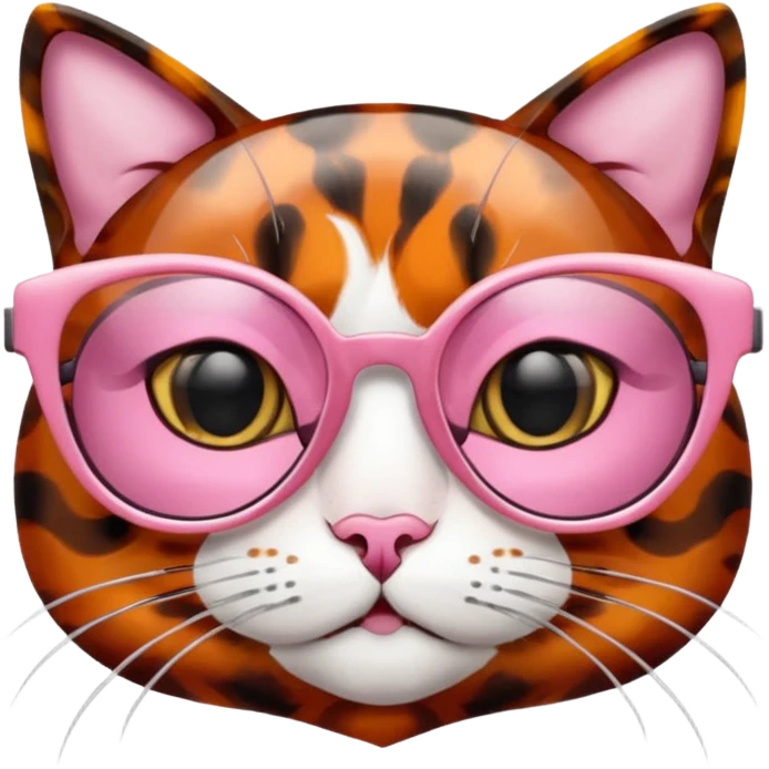 Rose pink glasses, cat type. emoji