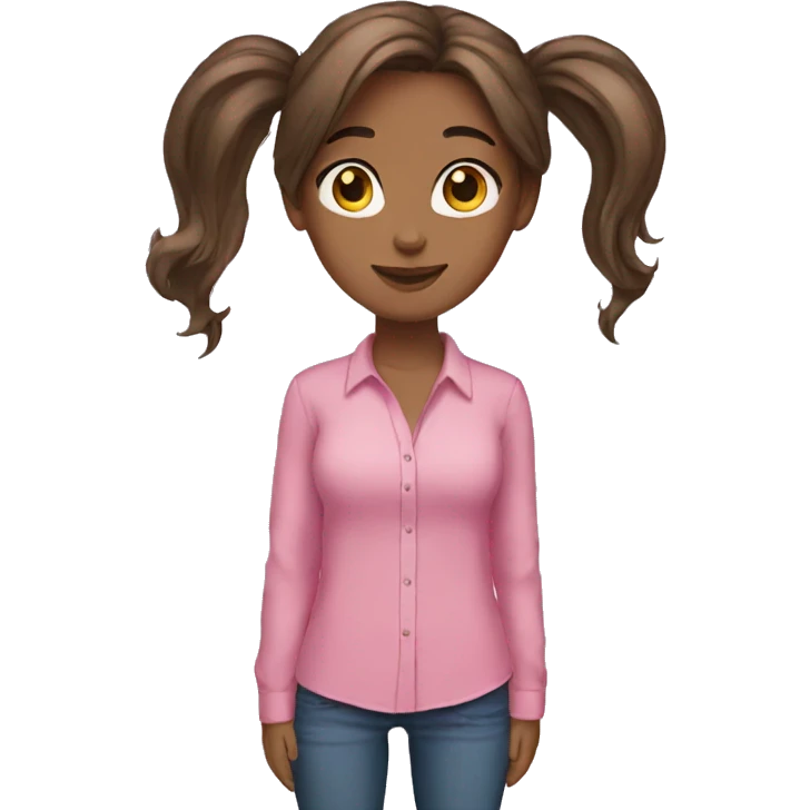 brunette long hair pink shirt emoji