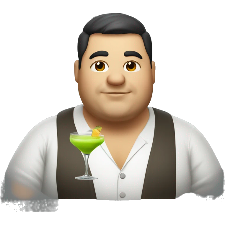 Fat guy drinking cocktail emoji