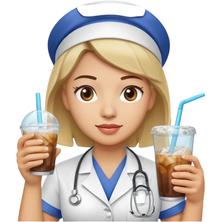 nurse holding iced drink emoji