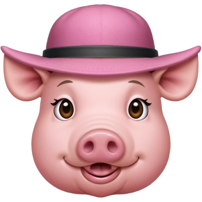 pig wear hat, front vỉew emoji
