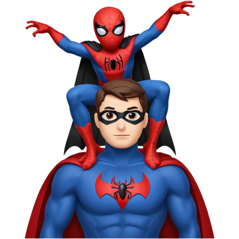 Spider-Man on Batman’s shoulders emoji