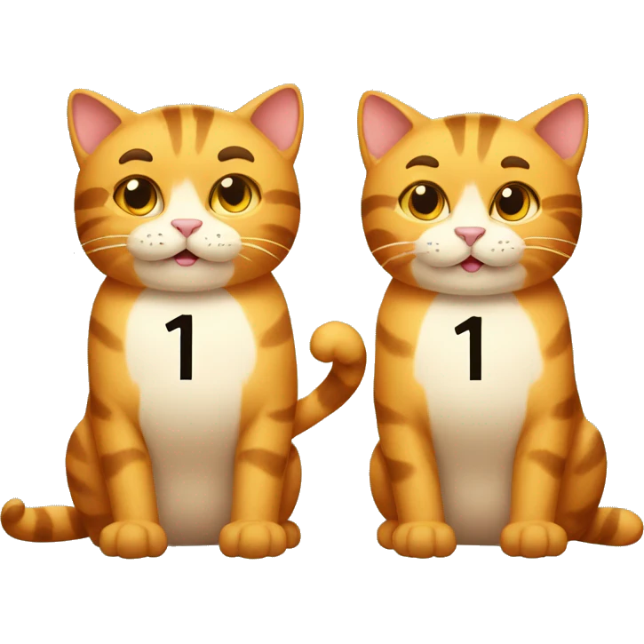 two muscular cats holding up the number 13 emoji