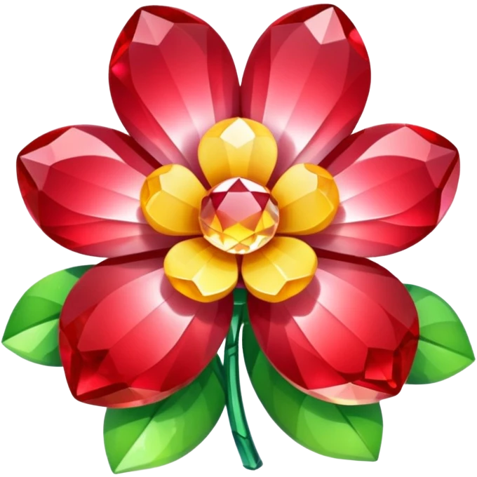 a crystal flower with faceted gemstone petals glowing softly, Apple emoji style emoji