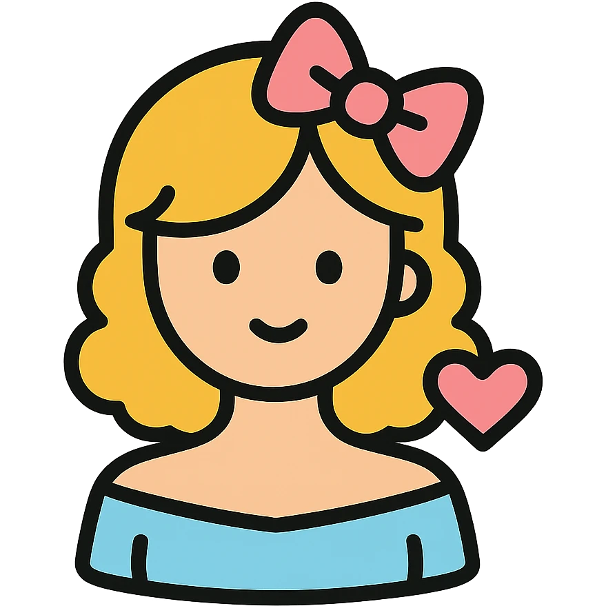 coquette, feminine, playful, with a bow or heart accent, color icon style emoji