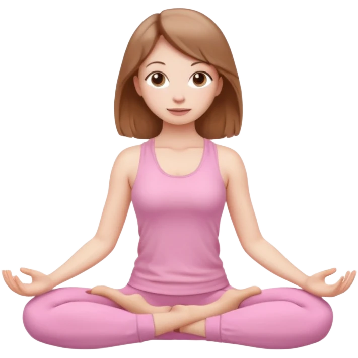 yoga girl with pale skin and light brown hair in light pink clothes emoji
