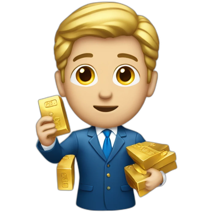 Posh-man-with-blue-suit-offering-goldbar emoji