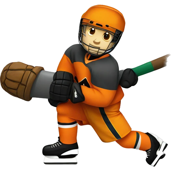 Cannon with hockey player with oragne clothes emoji
