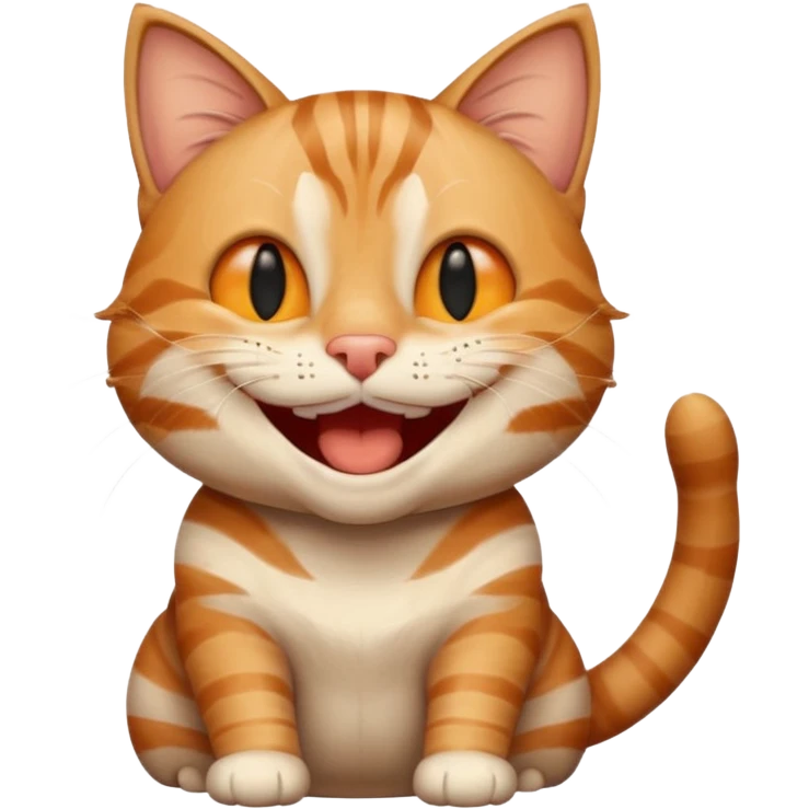 a laughing tabby cat, expressive, cute, clear tabby stripes, big smile emoji