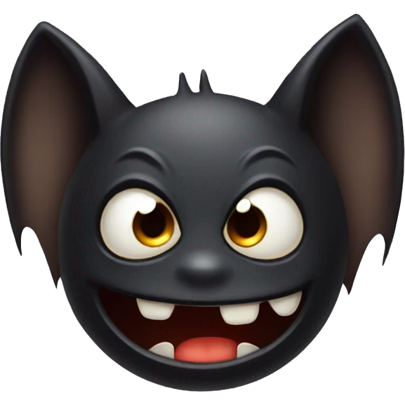 Black bat with silly face emoji