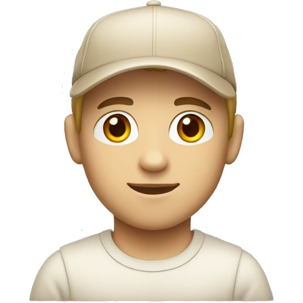 "Young man, white with  wearing a beige cap." emoji