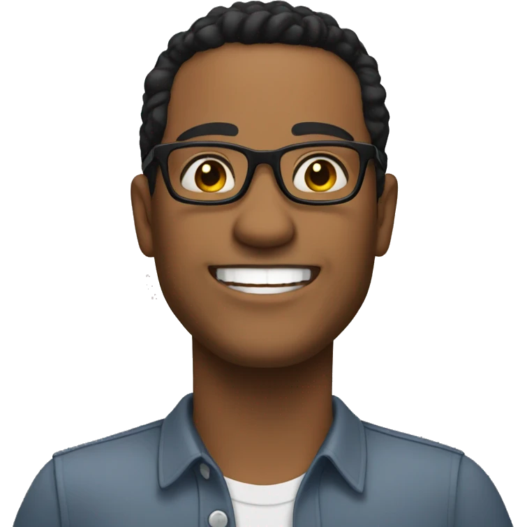 Man with light tan skin and glasses and black hair smiling emoji