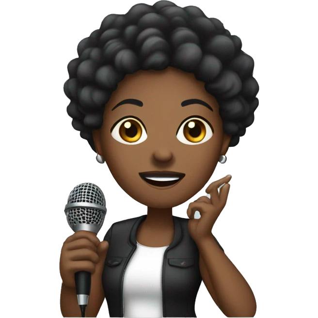 black woman with a mic emoji