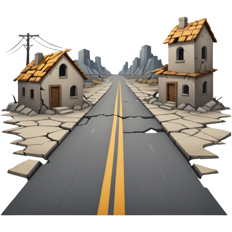 ruined town with horizontal destroyed road emoji