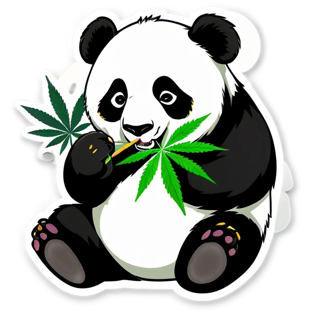 Panda bear eating Marijuana leaf emoji
