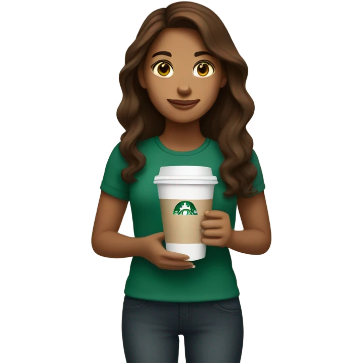 Brown hair starbucks girl emoji
