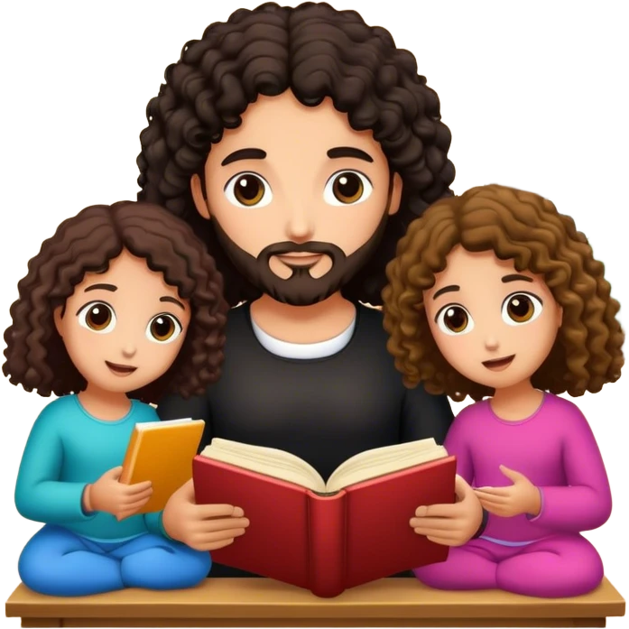 Devotional Christ with 3 girls black curly in house reading emoji