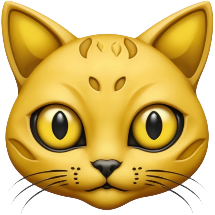 furless dark yellow alien cat face with ailen eyes emoji