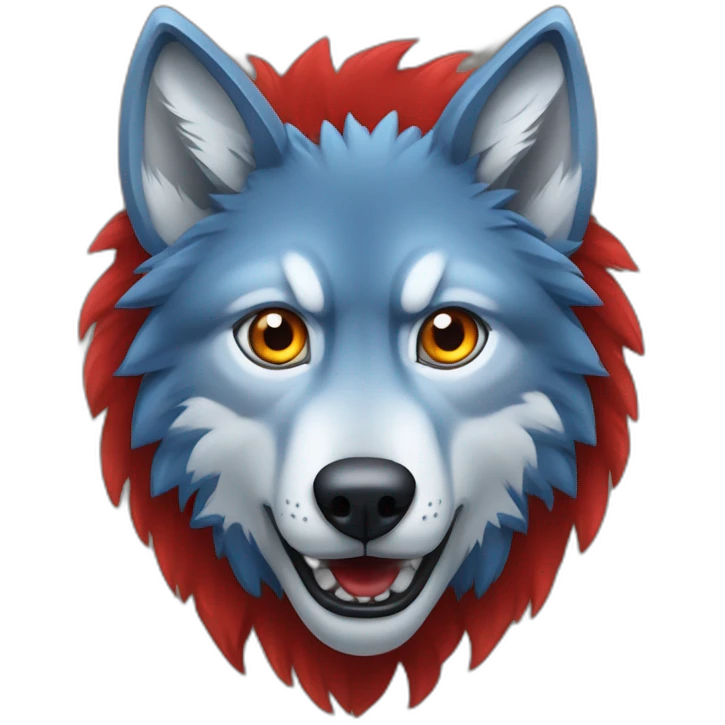 Loup garou avec un oeil bleu et un oeil rouge emoji