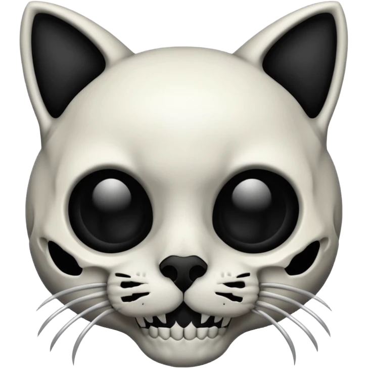 Cute Cat skull black silver  emoji