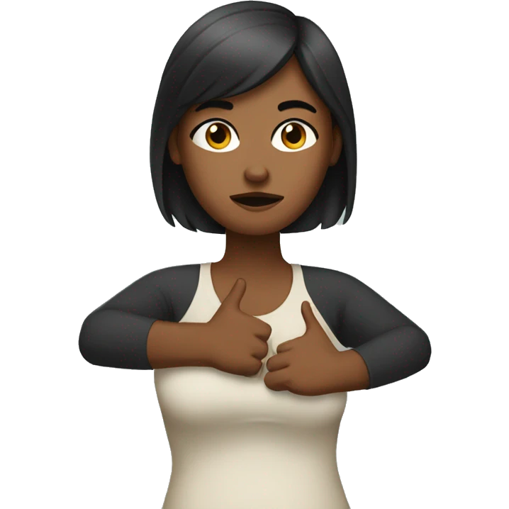 A woman expresses rejection by making an X with her arms in front of her chest. emoji