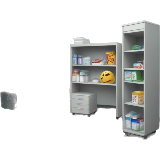 SCHOOL HEALTH ROOM WITH DESK, CHAIR AND HEALTH SUPPLIES emoji