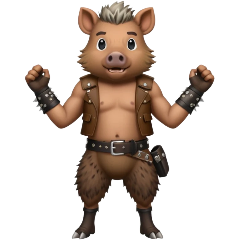 wild boar, punk hair, full body, standing, belt emoji