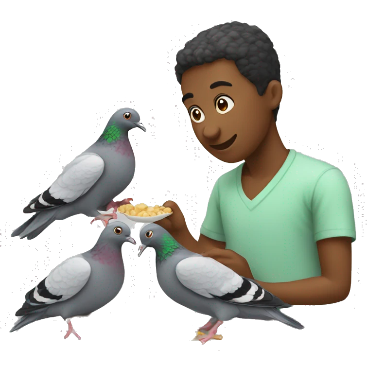 feeding pigeons  emoji