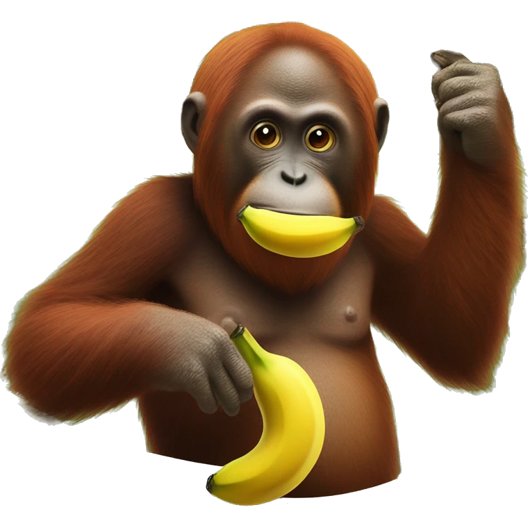 Orangutan holding banana ￼ emoji