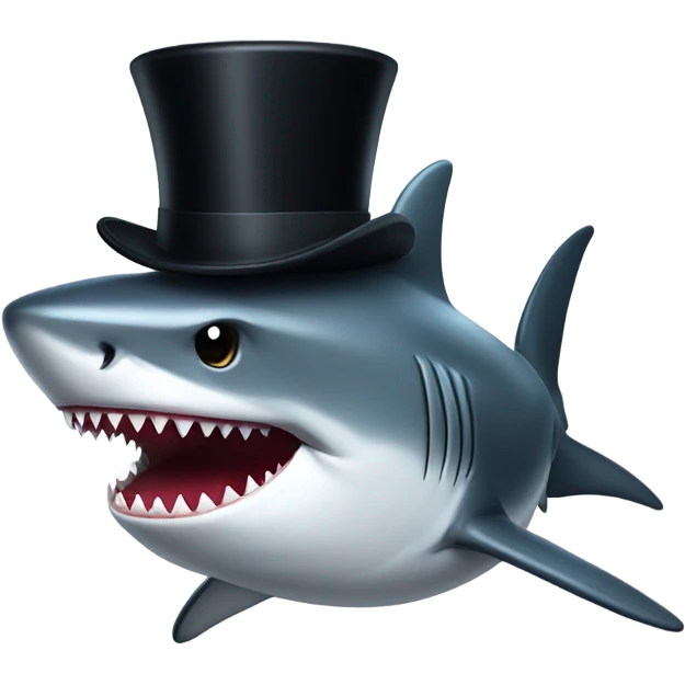 Shark with a top hat emoji