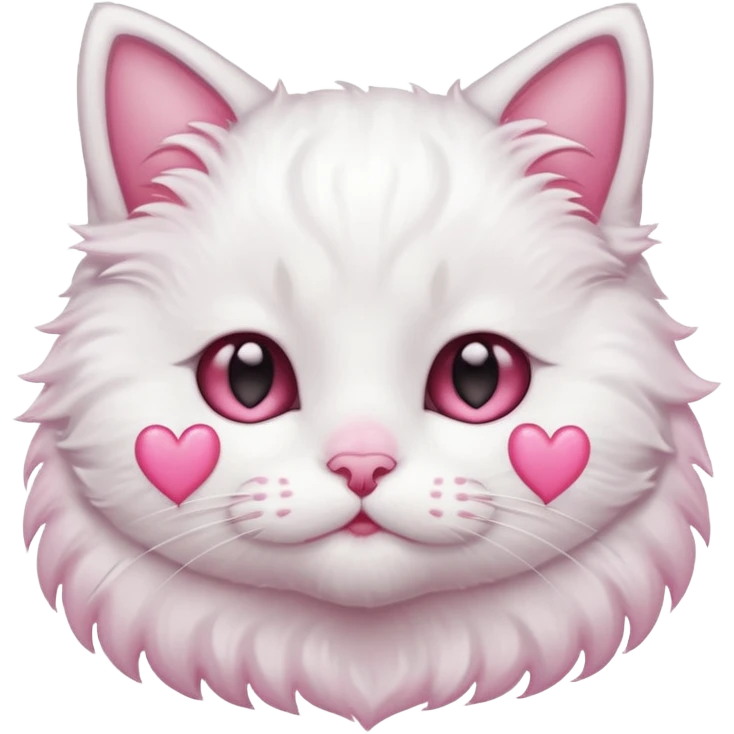 Cute white kitty with pink hearts around her face emoji