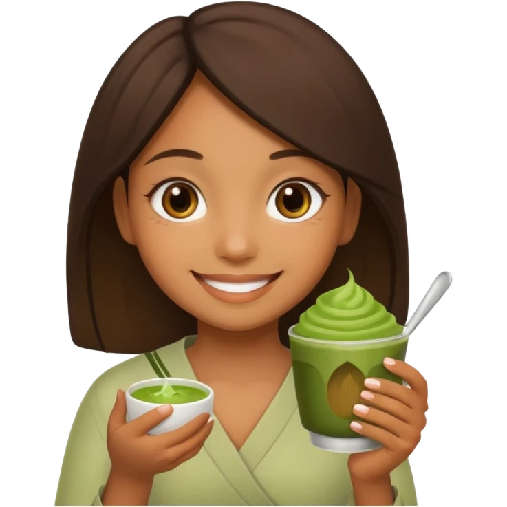 brown girl holding matcha emoji