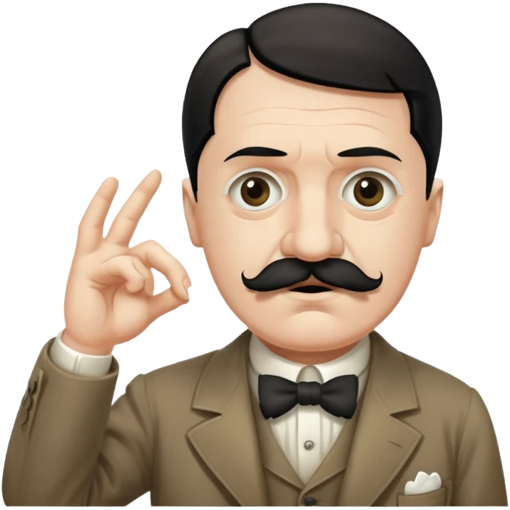 Adolf hitler with a Charlie Chaplin mustache throwing up CK emoji