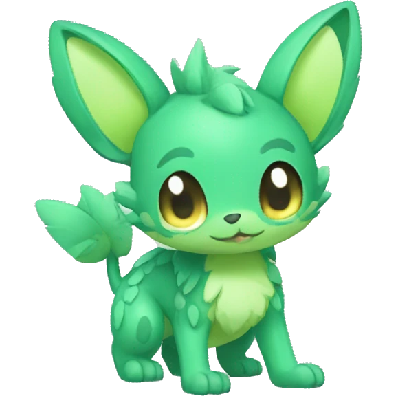 Cute cool green animal hybrid Fakemon full body emoji