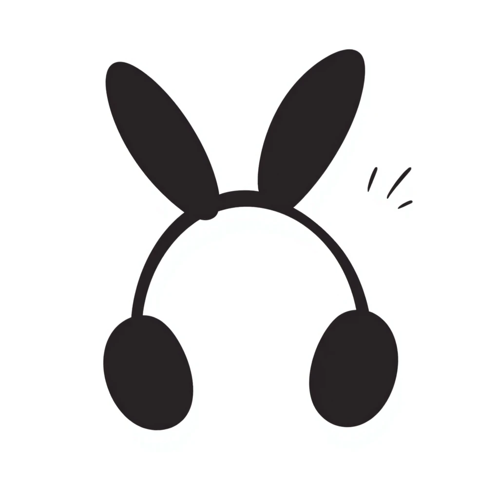 cute headphones with rabbit ears on top emoji